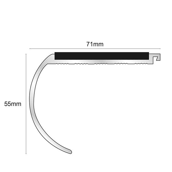71mm x 55mm Non Slip Bullnose Stair Nosing With PVC Insert Profile