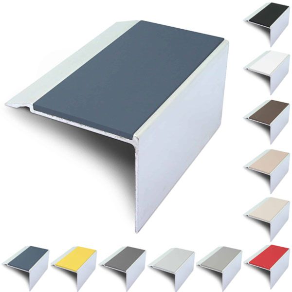 72mm x 55mm Commercial Stair Nosing With PVC Insert Non Slip Stair Edge Trim