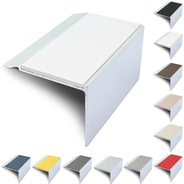 72mm x 55mm Commercial Stair Nosing With PVC Insert Non Slip Stair Edge Trim