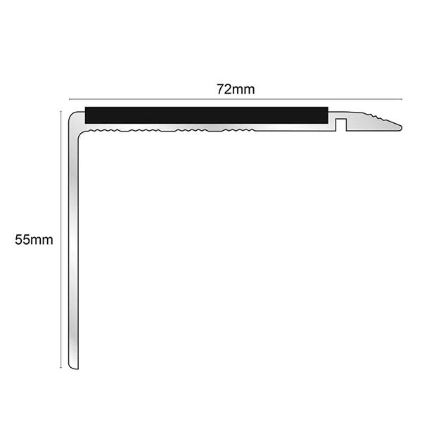 72mm x 55mm Commercial Stair Nosing With PVC Insert Non Slip Stair Edge Trim