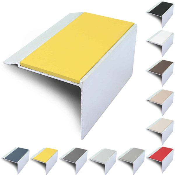 72mm x 55mm Commercial Stair Nosing With PVC Insert Non Slip Stair Edge Trim
