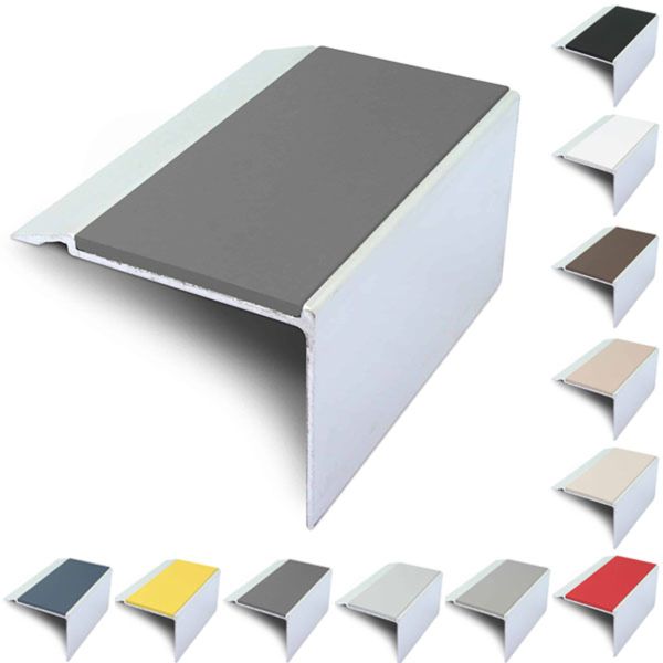 72mm x 55mm Commercial Stair Nosing With PVC Insert Non Slip Stair Edge Trim