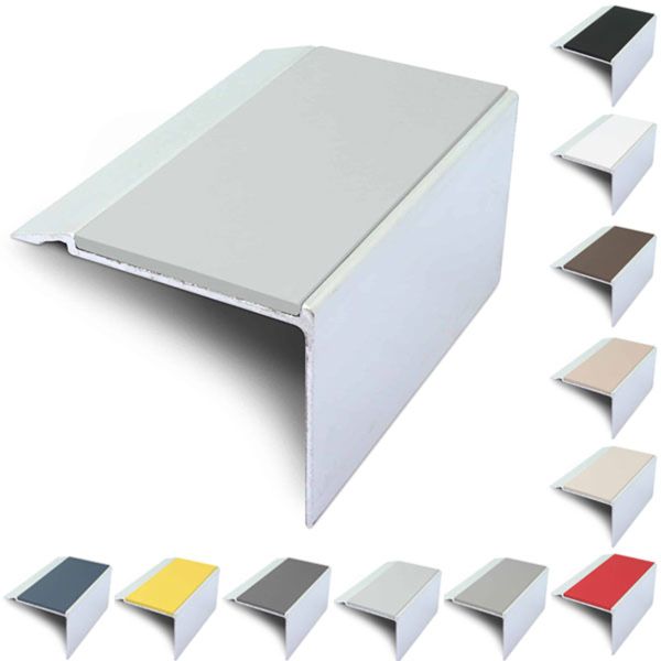 72mm x 55mm Commercial Stair Nosing With PVC Insert Non Slip Stair Edge Trim
