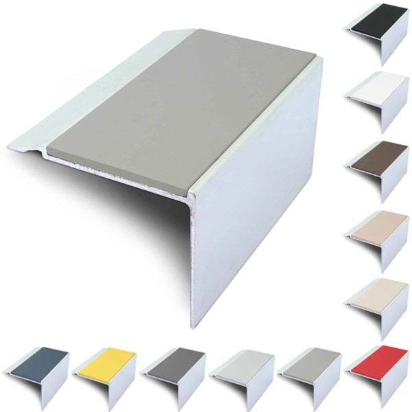 72mm x 55mm Commercial Stair Nosing With PVC Insert Non Slip Stair Edge Trim