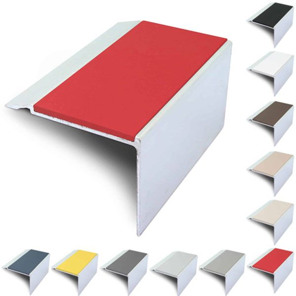 72mm x 55mm Commercial Stair Nosing With PVC Insert Non Slip Stair Edge Trim
