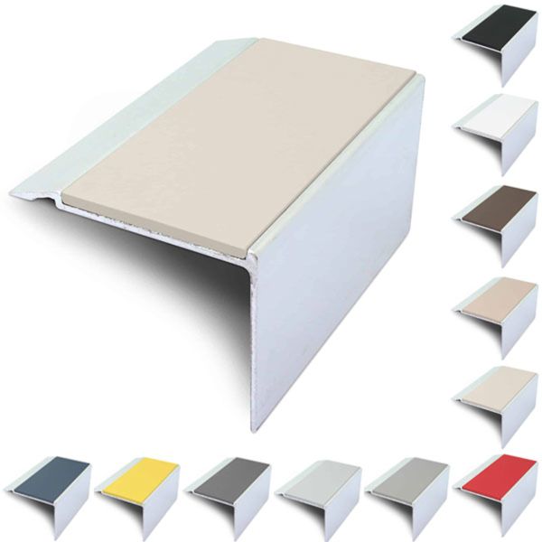 72mm x 55mm Commercial Stair Nosing With PVC Insert Non Slip Stair Edge Trim