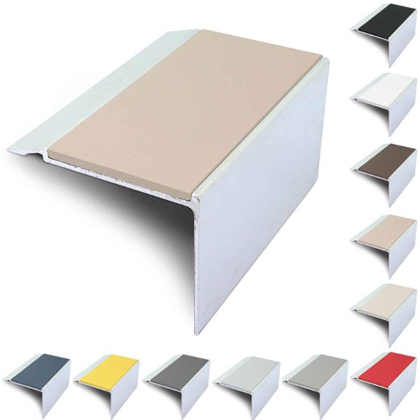 72mm x 55mm Commercial Stair Nosing With PVC Insert Non Slip Stair Edge Trim