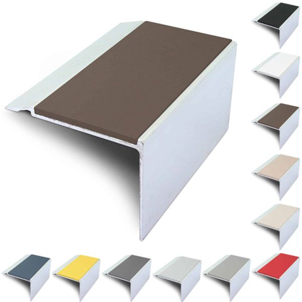 72mm x 55mm Commercial Stair Nosing With PVC Insert Non Slip Stair Edge Trim
