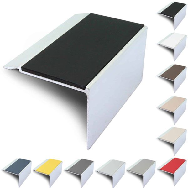 72mm x 55mm Commercial Stair Nosing With PVC Insert Non Slip Stair Edge Trim