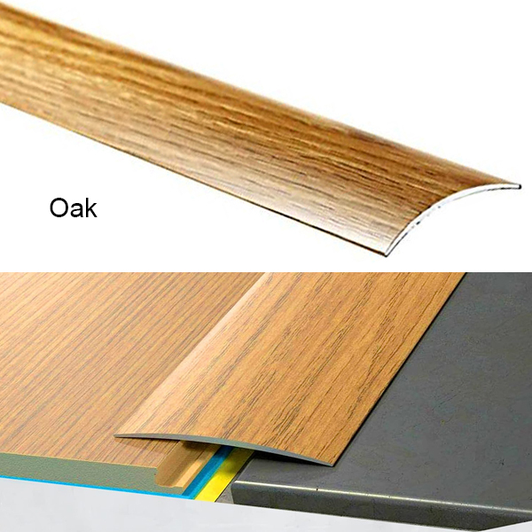 Self-Adhesive Aluminium Wood Effect Transition Strip Door Floor Threshold