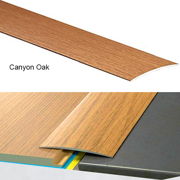 Self-Adhesive Aluminium Wood Effect Transition Strip Door Floor Threshold