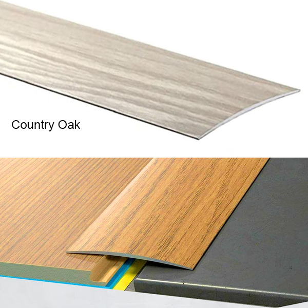 Self-Adhesive Aluminium Wood Effect Transition Strip Door Floor Threshold