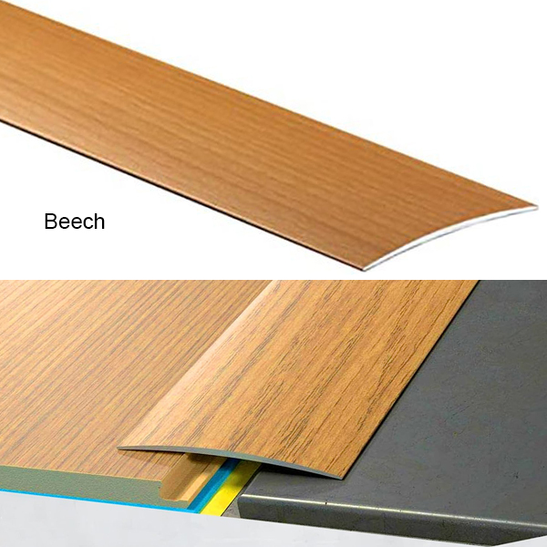 Self-Adhesive Aluminium Wood Effect Transition Strip Door Floor Threshold