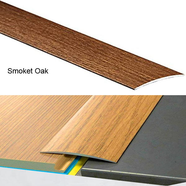 Self-Adhesive Aluminium Wood Effect Transition Strip Door Floor Threshold