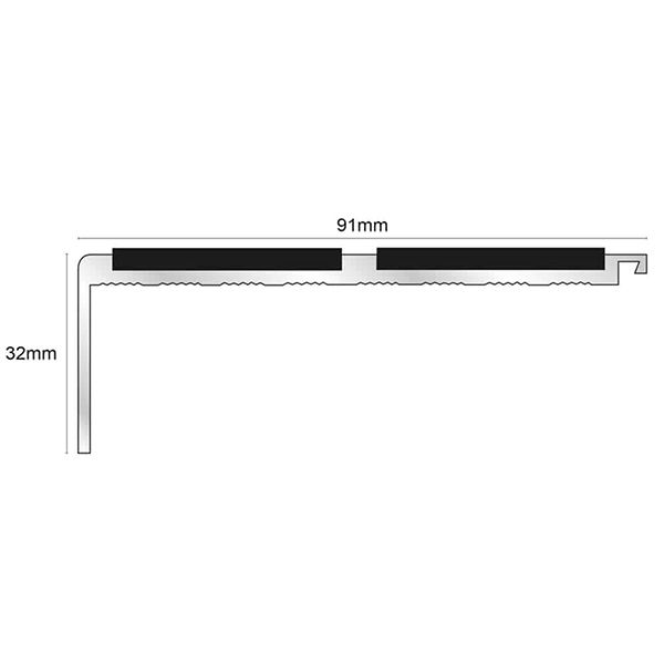 91mm x 32mm Non Slip PVC Insert Stair Nosing Edging Trim