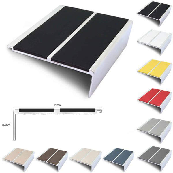 91mm x 32mm Non Slip PVC Insert Stair Nosing Edging Trim