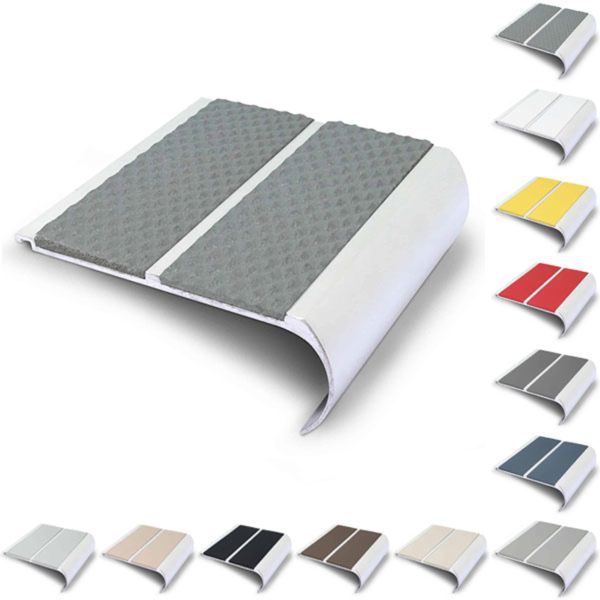 91mm x 35mm Bullnose Stair Nosing Edge with Non Slip PVC Insert