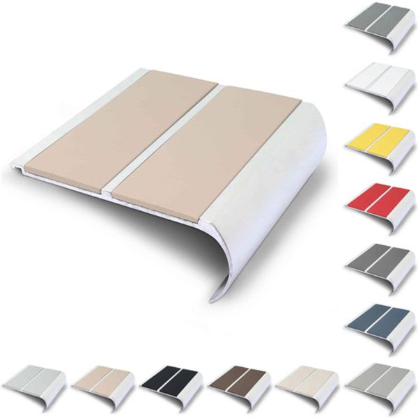 91mm x 35mm Bullnose Stair Nosing Edge with Non Slip PVC Insert