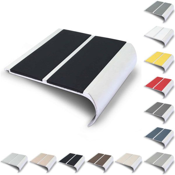 91mm x 35mm Bullnose Stair Nosing Edge with Non Slip PVC Insert
