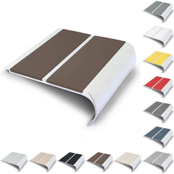 91mm x 35mm Bullnose Stair Nosing Edge with Non Slip PVC Insert