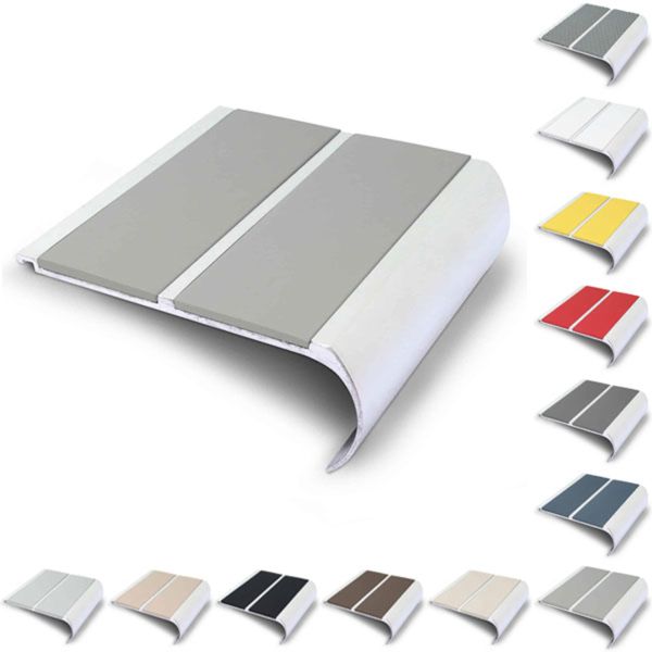 91mm x 35mm Bullnose Stair Nosing Edge with Non Slip PVC Insert