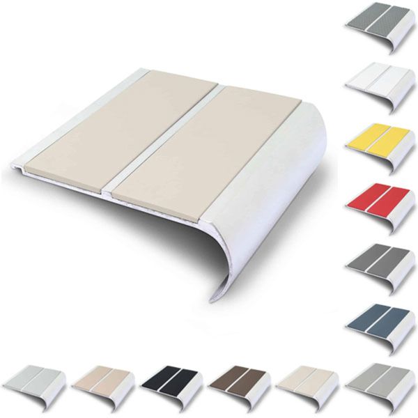 91mm x 35mm Bullnose Stair Nosing Edge with Non Slip PVC Insert