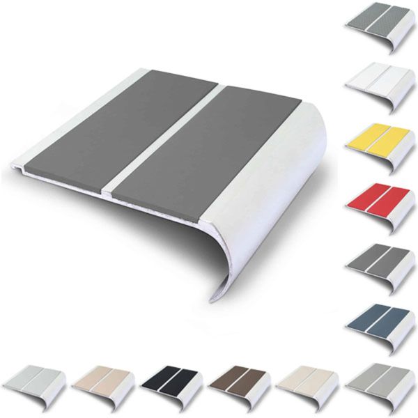 91mm x 35mm Bullnose Stair Nosing Edge with Non Slip PVC Insert