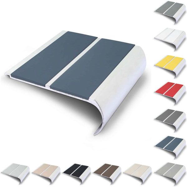 91mm x 35mm Bullnose Stair Nosing Edge with Non Slip PVC Insert
