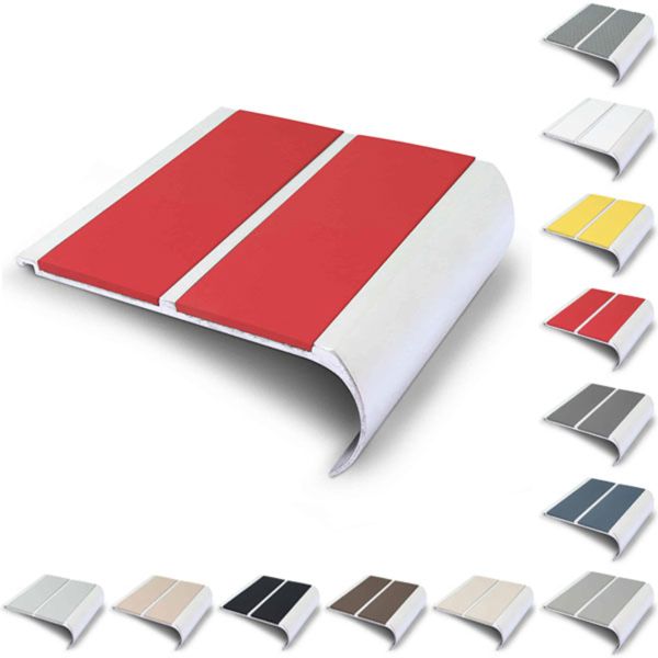 91mm x 35mm Bullnose Stair Nosing Edge with Non Slip PVC Insert