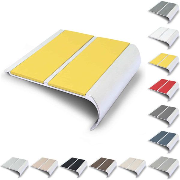 91mm x 35mm Bullnose Stair Nosing Edge with Non Slip PVC Insert
