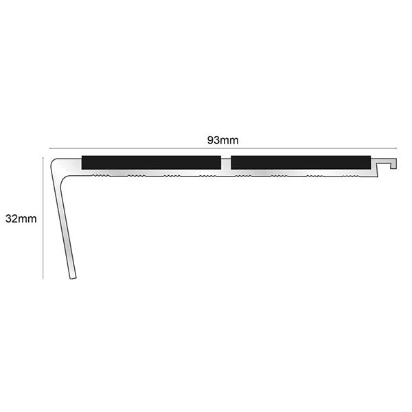 93mm x 32mm Stair Nosing Edge Trim with Non Slip PVC Insert 