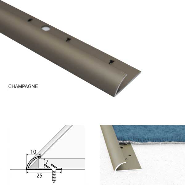 Aluminium Anodised Single Grip Carpet Profile Trim