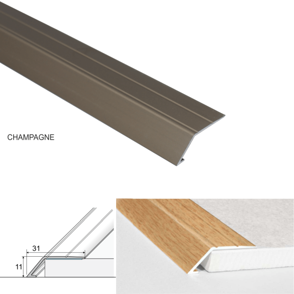 Self Adhesive Aluminium Door Thresholds Ramp For Connecting Wooden & Vinyl Floors