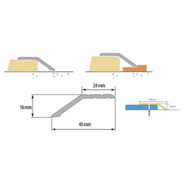 Anodised Aluminium Door Trim Threshold Ramp For Laminate Floors 