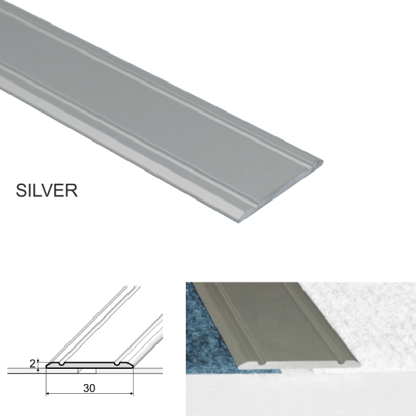 Aluminium Screw fix Flat Door Threshold For Wooden & Carpet Vinyl Flooring