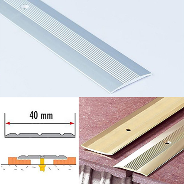 Aluminium Transition Profile Grooved Floor Trim For Joined Carpets 