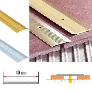 Aluminium Transition Profile Grooved Floor Trim For Joined Carpets 