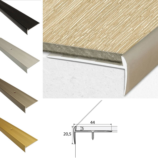 Aluminium Luxury Click Vinyl Flooring Screw Fix Stairs Nosing