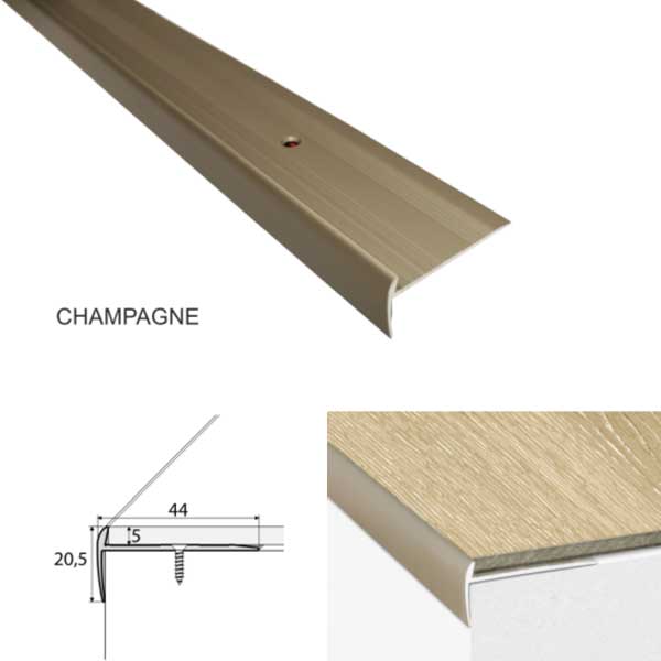 Aluminium Luxury Click Vinyl Flooring Screw Fix Stairs Nosing