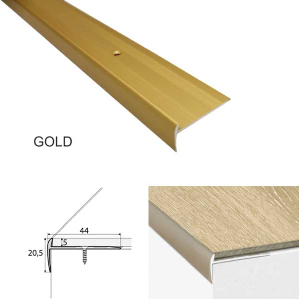 Aluminium Luxury Click Vinyl Flooring Screw Fix Stairs Nosing