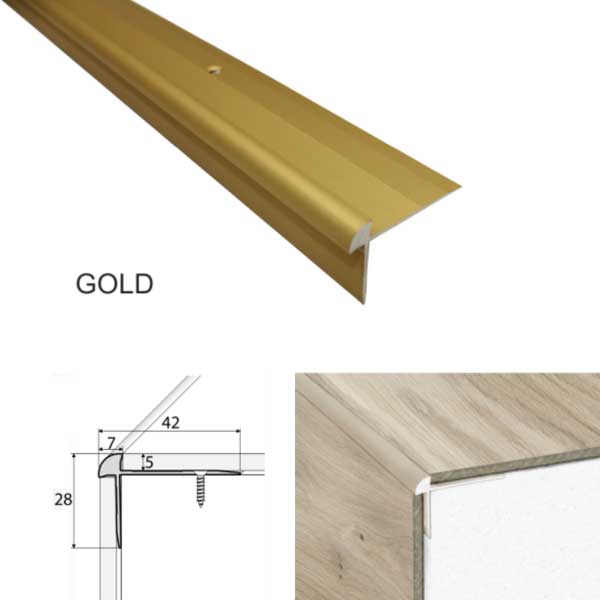 Aluminium Luxury Click Vinyl Flooring Trim Stairs Nosing