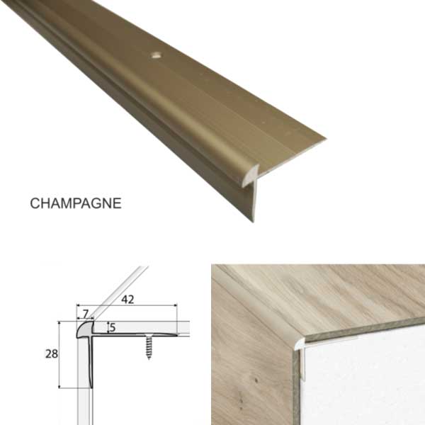 Aluminium Luxury Click Vinyl Flooring Trim Stairs Nosing