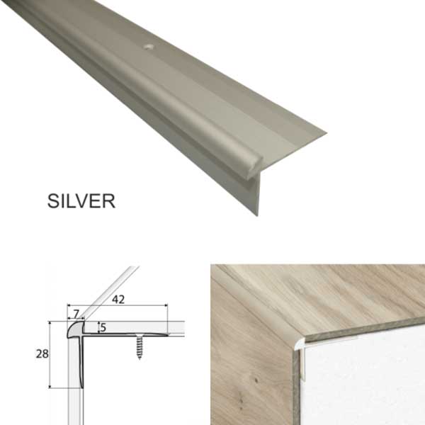 Aluminium Luxury Click Vinyl Flooring Trim Stairs Nosing