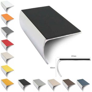 Non Slip Aluminium Pvc Insert Commercial Stair Bullnose Edge Trim