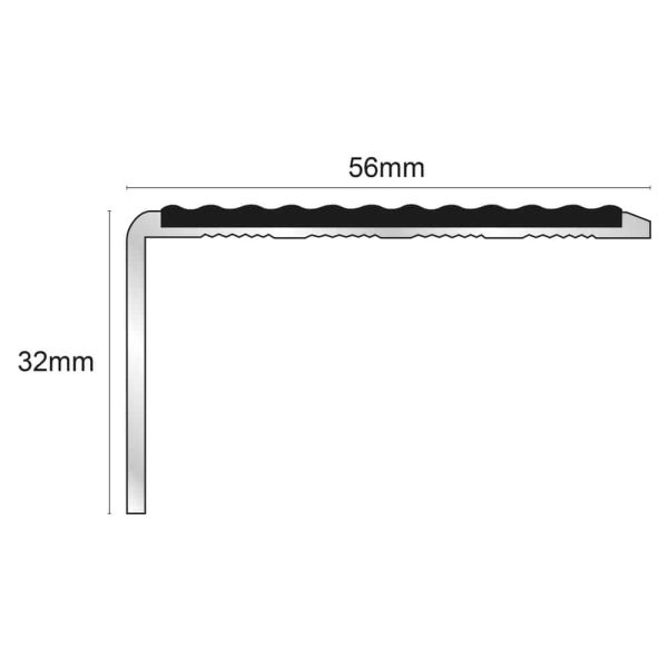 Aluminium PVC Insert Non Slip Stair Nosing Edge Trim 