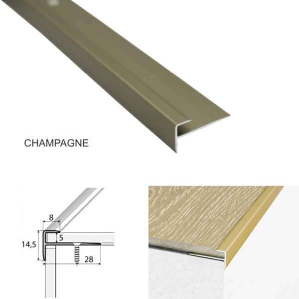 Aluminium Non Slip Stairs Nosing For Luxury Click Vinyl Flooring