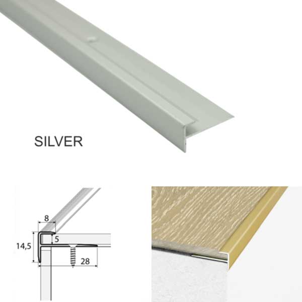 Aluminium Non Slip Stairs Nosing For Luxury Click Vinyl Flooring