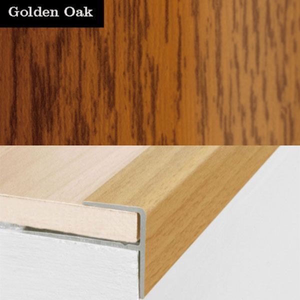 Aluminium Push-In Stair Nosing with Wood Effect Edge Trim