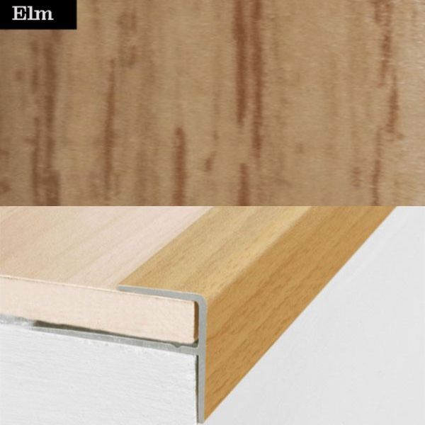 Aluminium Push-In Stair Nosing with Wood Effect Edge Trim
