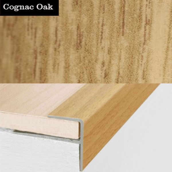 Aluminium Push-In Stair Nosing with Wood Effect Edge Trim